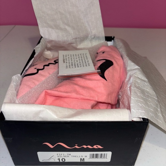 Nina Metallic Silver Mesh Heels - Picture 9 of 10